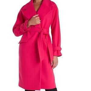 New Express Sz Small S Pink Belted Tie Waist Trench Coat jacket shawl collar